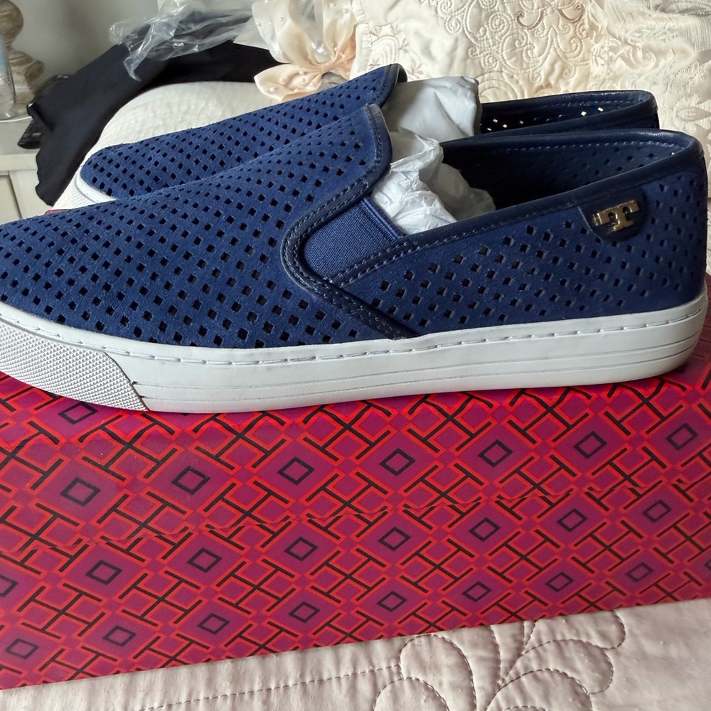 Tory Burch - Navy Blue Slip-On Sneakers - NWOT - Picture 7 of 11